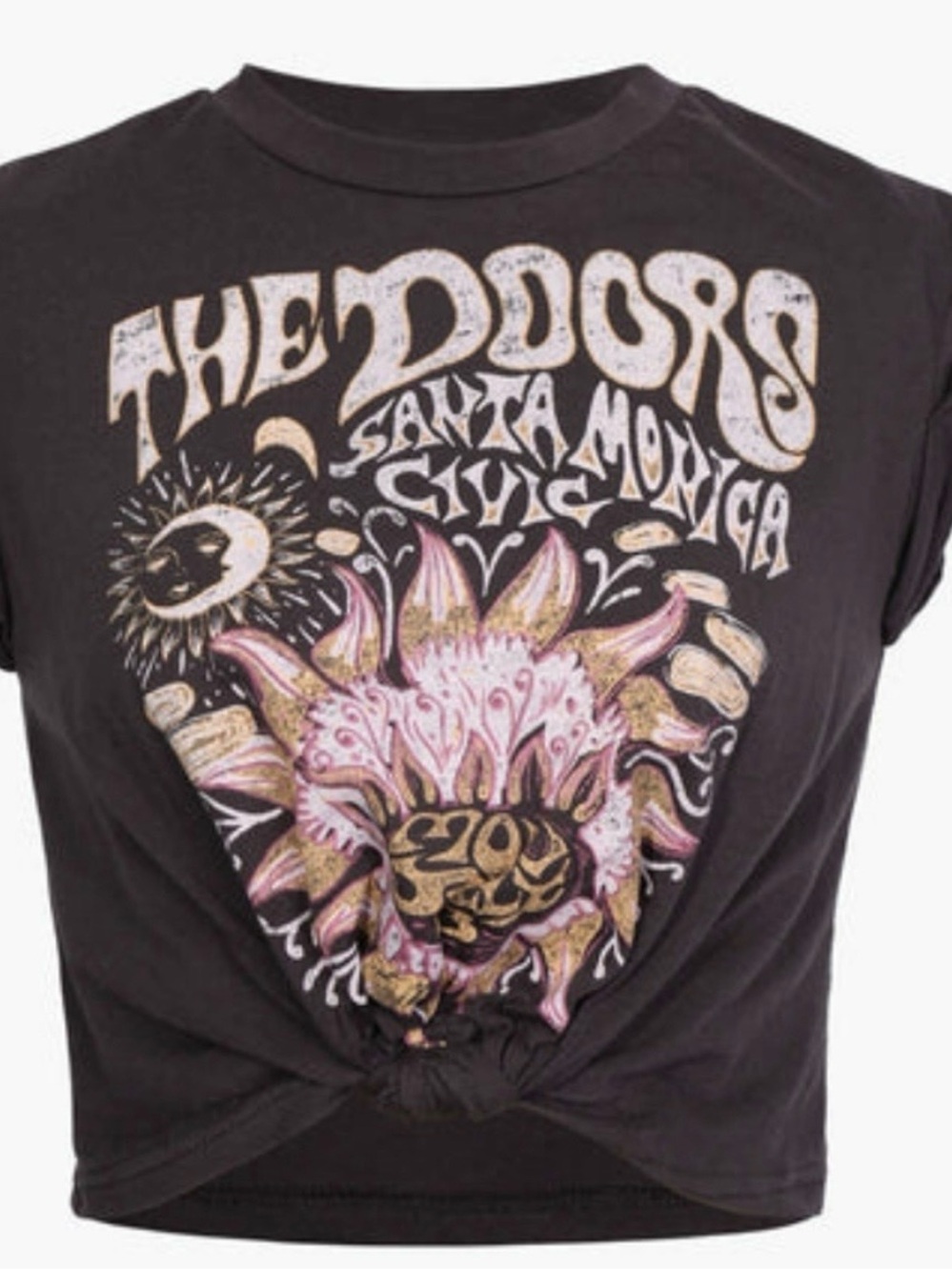 Micas Women's "The Doors" Roll-Sleeve Knotted-Front T-Shirt Size S NWT